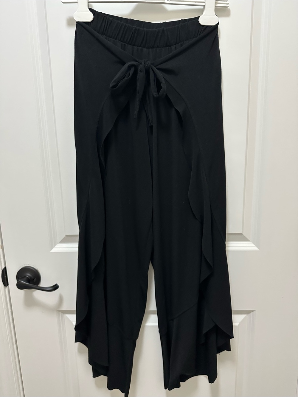 Zara Black Tie-Waist Wide-Leg Pants Size Small